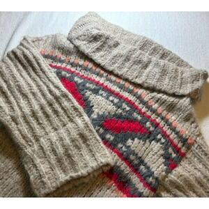 Free People Sweater‎ Womens XS Beige Cowl Neck Chunky Oversized Boxy Alpaca